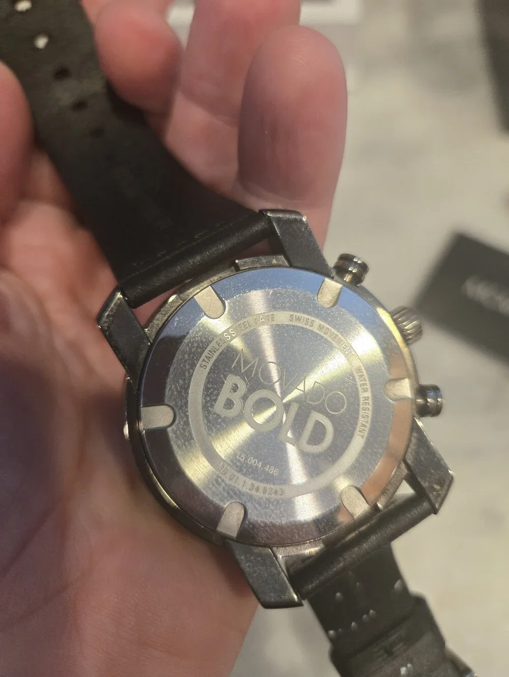 Movado Bold Chronograph Black Leather Men’s Watch $800